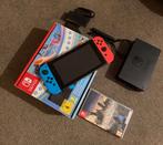 Nintendo Switch Rood/Blauw + Switch Sports, Met games, Met 2 controllers, Ophalen of Verzenden, Zo goed als nieuw