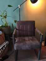 Vier eetkamerstoelen, industrieel, zgan, metaal, taupe stof, Huis en Inrichting, Stoelen, Ophalen, Zo goed als nieuw, Metaal, Vier
