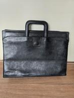 Texier vintage zwarte leren aktetas, Zwart, Aktetas of Boekentas, Zo goed als nieuw, Leer