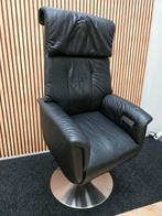 Prominent stockholm zwart leer XL sta op Stoel relaxfauteuil, Huis en Inrichting, Fauteuils, Minder dan 75 cm, Leer, Ophalen of Verzenden