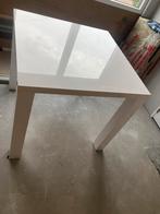 Hoogglans witte eettafel/bartafel met 4 stoelen/krukken, Huis en Inrichting, Tafels | Eettafels, Ophalen, Zo goed als nieuw, Rechthoekig