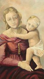 Madonna met Kind - olieverf/doek - 96 x 71 cm., Ophalen of Verzenden