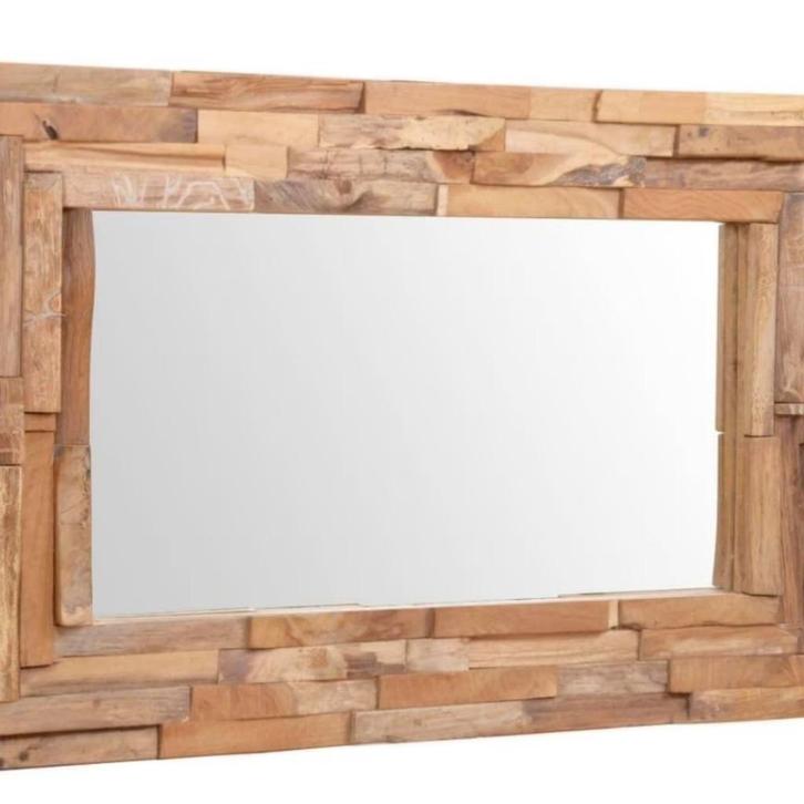 NIEUWE Spiegel 60x90 cm teakhout handgemaakt Op=Op, Huis en Inrichting, Woonaccessoires | Spiegels, Nieuw, 75 tot 100 cm, Minder dan 100 cm