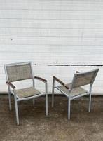 34 textileen horeca terrasstoelen stapelbaar, Ophalen, Gebruikt, Zwart, Metaal
