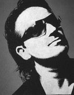 U2 Bono Handgegraveerde afbeelding op een metalen plaat, Verzenden