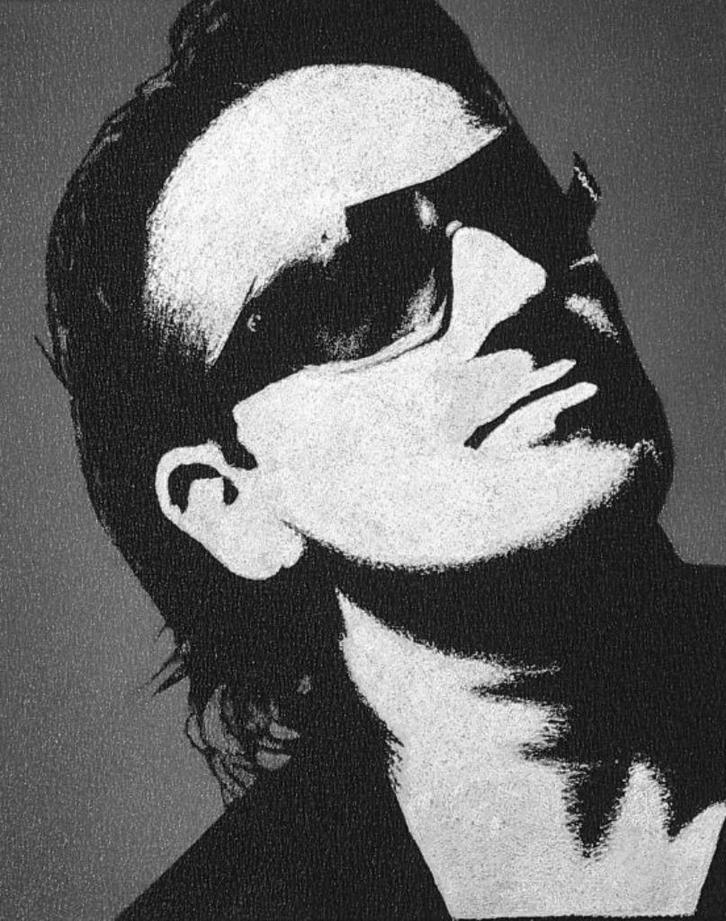U2 Bono Handgegraveerde afbeelding op een metalen plaat, Antiek en Kunst, Kunst | Schilderijen | Modern, Verzenden