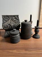 Houten ornament, potten en kandelaars (set), Ophalen of Verzenden
