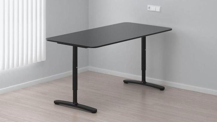 2x Ikea Bekant Bureau - 160x80cm - hoogte verstelbaar, Huis en Inrichting, Bureaus, Zo goed als nieuw, Bureau, In hoogte verstelbaar