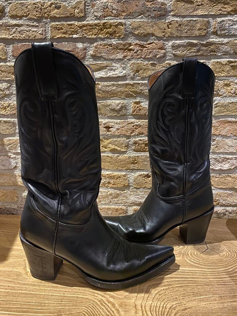 Leren zwarte cowboy laarzen R.soles maat: 37, Hoge laarzen, Zwart, Ophalen of Verzenden, Zo goed als nieuw