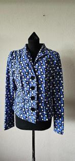 blauw travelstof blazer van Moq maat 42 (3825), Kleding | Dames, Ophalen of Verzenden, Maat 38/40 (M), Blauw, Jasje