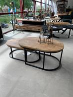 Salontafel set van 2 ovaal, GRATIS bezorging!, mangohout, Huis en Inrichting, Tafels | Salontafels, 50 tot 100 cm, Minder dan 50 cm