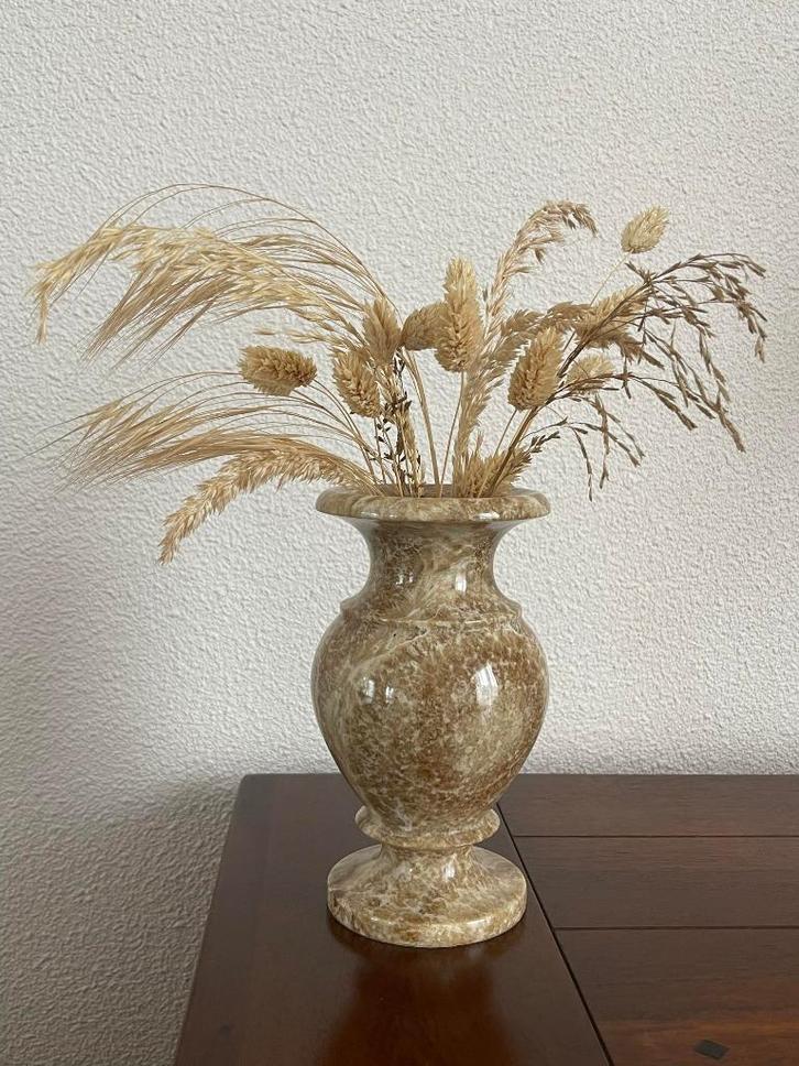 Zware natuurstenen vaas – Marmer / Onyx / Travertijn?, Huis en Inrichting, Woonaccessoires | Vazen, Zo goed als nieuw, Minder dan 50 cm