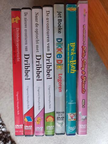 7 kinderen dvd's, Dribbel, Dikkie Dik, Poeh en Hello Kitty beschikbaar voor biedingen