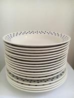 Oxford Brazil set dinerborden blauwe stippen, Overige materialen, Gebruikt, Verzenden, Bord(en)