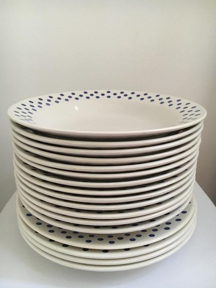 Oxford Brazil set dinerborden blauwe stippen, Huis en Inrichting, Keuken | Servies, Gebruikt, Bord(en), Overige stijlen, Overige materialen