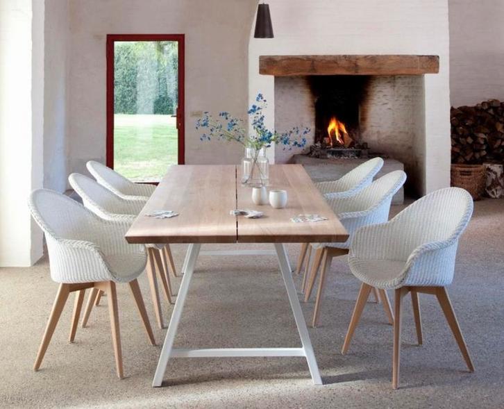 Vincent Sheppard Lloyd Loom eetkamerstoelen, Huis en Inrichting, Stoelen, Gebruikt, Twee, Riet of Rotan, Wit, Ophalen