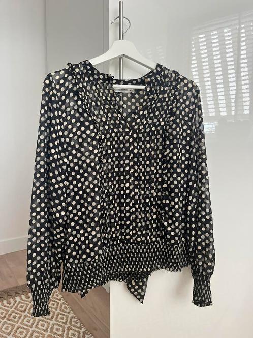 Gestipte blouse Summum, Kleding | Dames, Blouses en Tunieken, Zo goed als nieuw, Maat 38/40 (M), Zwart, Ophalen of Verzenden
