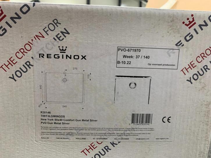 Spoelbak New York 50x40 Comfort Gun Metal Silver R35146, Huis en Inrichting, Keuken | Keukenelementen, Nieuw, Minder dan 100 cm