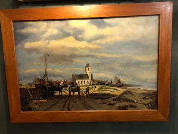 Klassiek schilderij Dorp/Zeezicht Katwijk aan Zee. Koekoek. beschikbaar voor biedingen