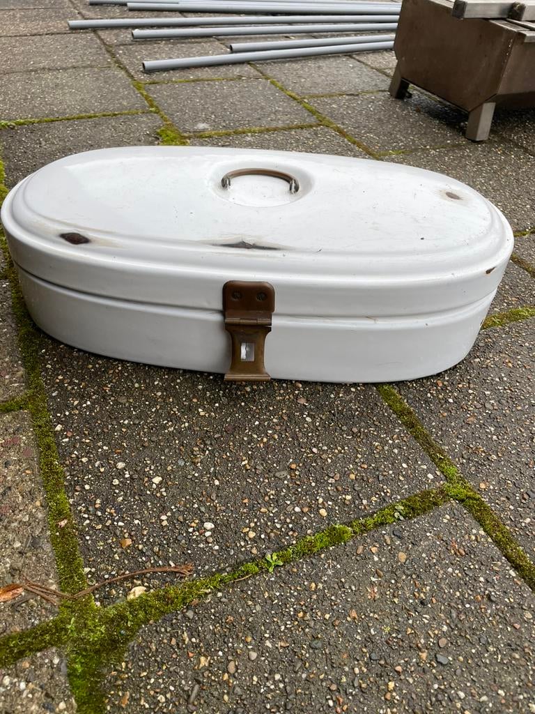 Vintage emaille broodtrommel wit, Ophalen of Verzenden