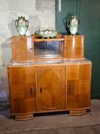 Oud antieke Art Deco buffetkast met vitrine marmeren plaat, B, Gebruikt, Ophalen of Verzenden, H