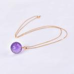 Ketting met hanger - 18 karaat Geel goud Amethist, Sieraden, Tassen en Uiterlijk, Kettingen, Nieuw, Ophalen of Verzenden, Met edelsteen