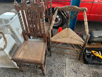 Antieke rieten stoelen 3 stuks beschikbaar voor biedingen