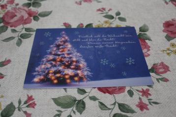 Kerst Postkaart - Kerstboom bij Nacht met Glitter en Spreuk beschikbaar voor biedingen