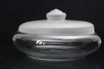 Koekschaal Leerdam ontwerp Jacques Boon, gesatineerd deksel, Antiek en Kunst, Ophalen of Verzenden