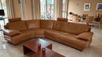 Natuzzi Cognac Lederen Hoekbank - Gebruikt, Huis en Inrichting, Banken | Bankstellen, Ophalen, 250 tot 300 cm, Gebruikt, Hoekbank