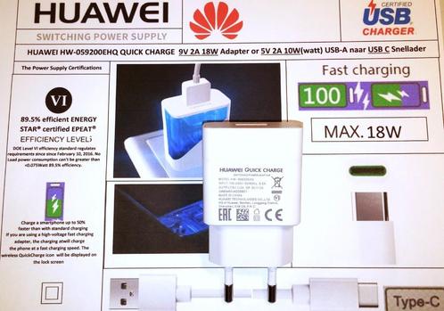 Huawei HW-059200EHQ 9V 2A 5W 18W Snellader AC adapter USB C, Telecommunicatie, Mobiele telefoons | Telefoon-opladers, Zo goed als nieuw