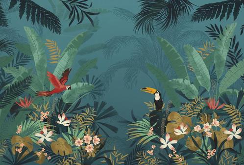 Jungle behang Enchanted Jungle, trendy, Muurdeco4kids, Huis en Inrichting, Stoffering | Behang, minder dan 10 m², Verzenden