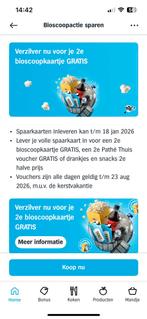 Bioscoopactie 2e kaartjes gratis, Tickets en Kaartjes, Twee personen, Kortingskaart