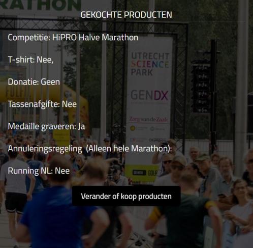 Startbewijs halve marathon Utrecht, Sport en Fitness, Loopsport en Atletiek, Nieuw, Overige typen, Overige merken, Ophalen of Verzenden