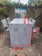 Stoere robuuste zware houten bartafel met stoelen., Tuin en Terras, Tuinsets en Loungesets, Ophalen of Verzenden, Gebruikt, Aluminium