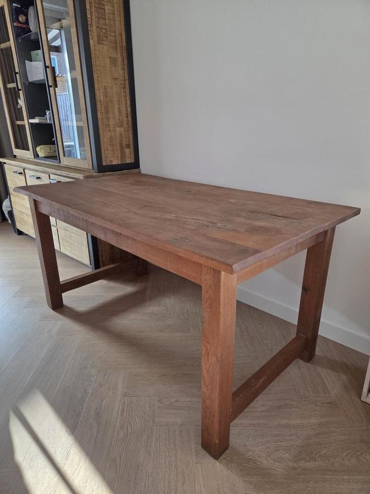 Robuuste handgemaakte landelijke eettafel, Huis en Inrichting, Tafels | Eettafels, Zo goed als nieuw, 50 tot 100 cm, 150 tot 200 cm