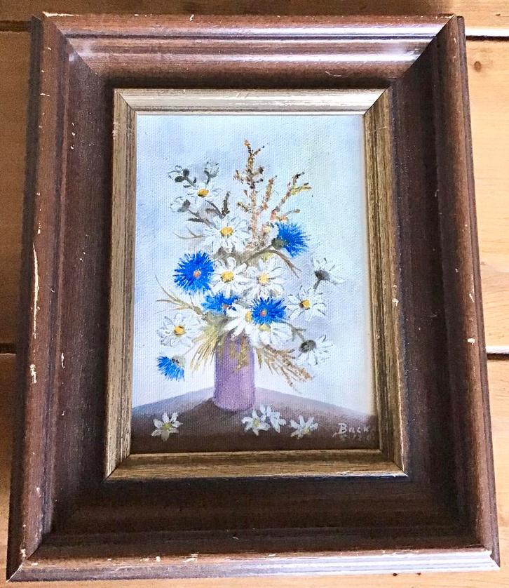 LEUK GESIGNEERD ANTIEK SCHILDERIJTJE : VAAS MET BLOEMEN, Antiek en Kunst, Kunst | Schilderijen | Klassiek, Ophalen of Verzenden