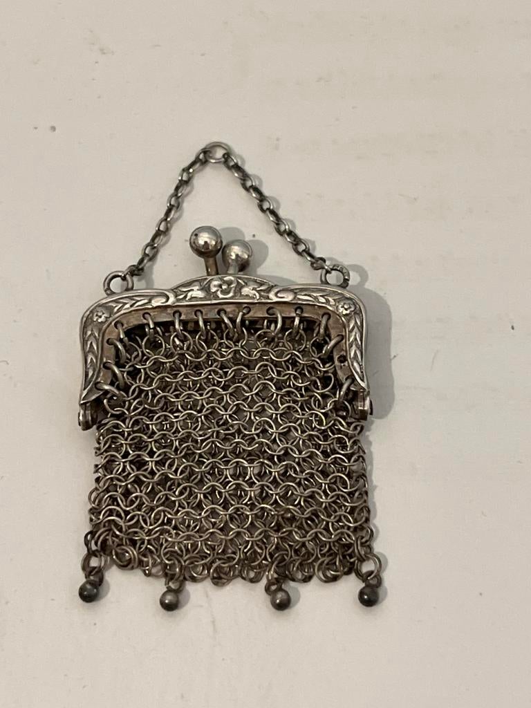 Antiek Zilveren Maliënkolder Beursje, Antiek en Kunst, Ophalen of Verzenden, Zilver