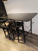 Ikea hoog tafel 180x80 cm zwart met 3 stoelen, Ophalen, Zo goed als nieuw