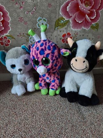 Knuffel dieren set: Hond, Koe en Giraffe beschikbaar voor biedingen