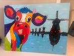 Kleurrijk schilderij koe, afmeting 120 bij 90, Ophalen