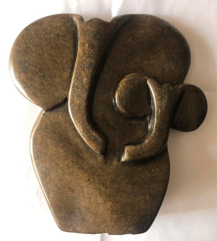 Abstract serpentijn beeld Olifant met jong h15 cm, Antiek en Kunst, Kunst | Niet-Westerse kunst, Ophalen of Verzenden