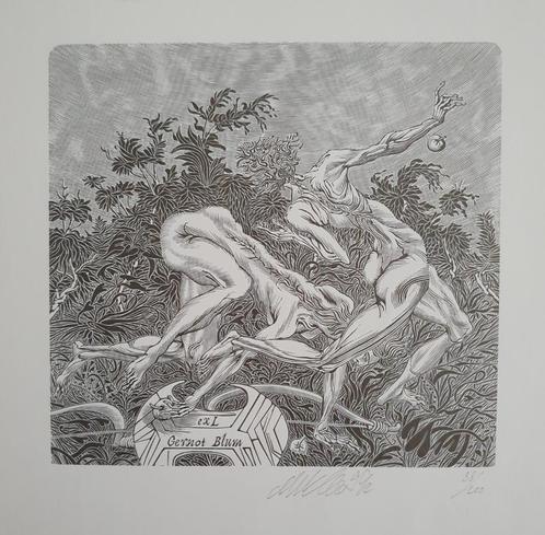 Exlibris / Ex libris M. Wercholansev, Adam en Eva, Antiek en Kunst, Kunst | Etsen en Gravures, Verzenden