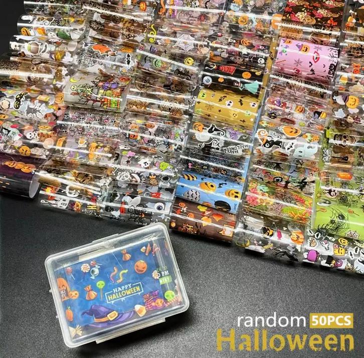 50 Stuks Nail Art Folies Set in Doos., Sieraden, Tassen en Uiterlijk, Uiterlijk | Cosmetica en Make-up, Nieuw, Handen en Nagels