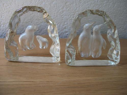 IJsbeer met Jong - Pinguïns - Massief Glas - Nieuw per stuk, Verzamelen, Beelden en Beeldjes, Nieuw, Dier, Ophalen of Verzenden