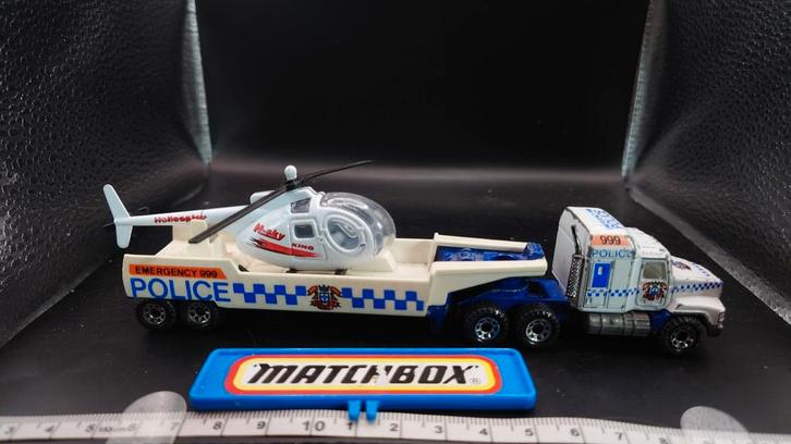 Matchbox Convoy CY 33 Mack Politie Helicopter Trailer, Hobby en Vrije tijd, Modelauto's | 1:18, Gebruikt, Auto, Ophalen of Verzenden