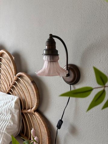 2 roze messing wandlampjes vintage lampen lap beschikbaar voor biedingen