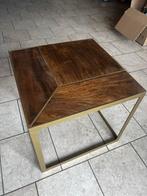 Bijzettafel goud hout, Ophalen, Minder dan 55 cm, Gebruikt, Vierkant