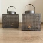 Set van 2 Taupe Windlichten Metaal/Glas, Ophalen, Bruin, Nieuw, Metaal