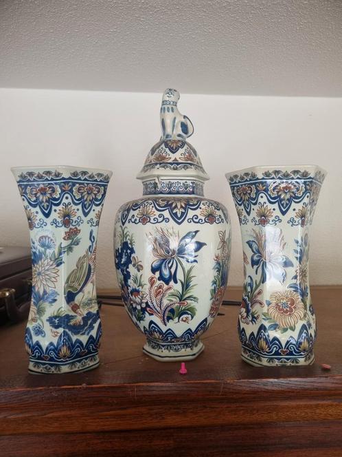 Delfts Blauw Vaas Set - 3 stuks, Antiek en Kunst, Antiek | Keramiek en Aardewerk, Ophalen